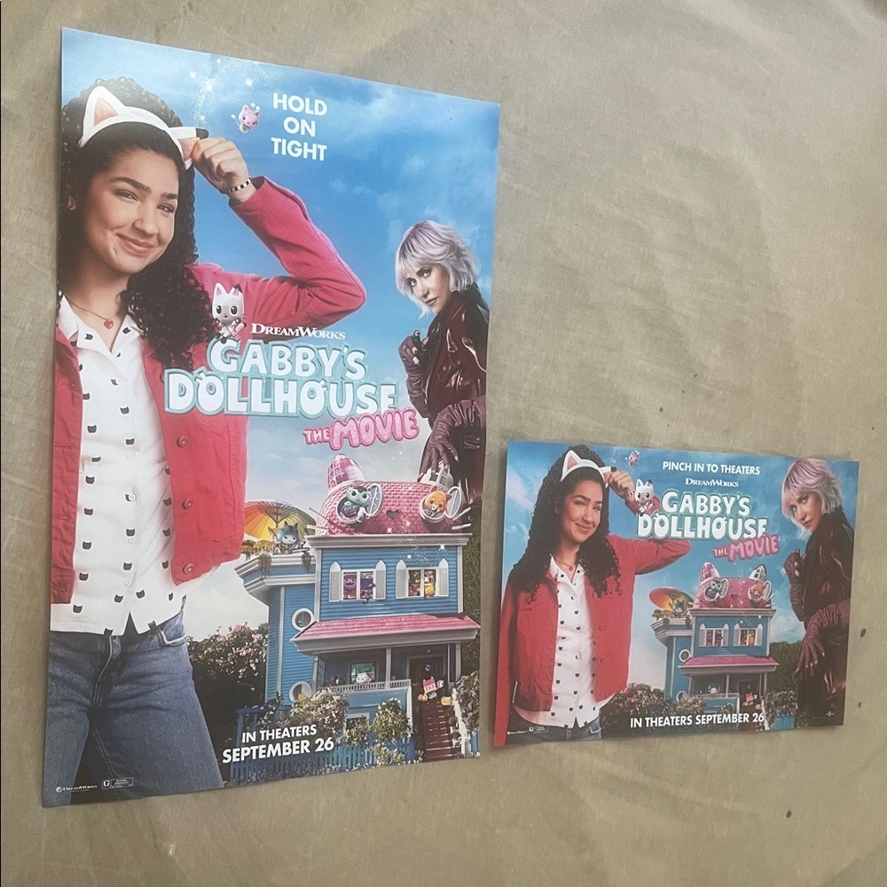 Gabbys Dollhouse Movie Poster 11x17 & BONUS sheet BOTH Red Blue Dreamworks
